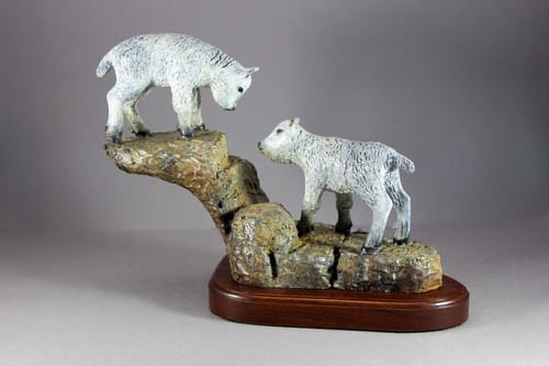 FL119 Baby Mountain Goats 15x11x7 $2850 at Hunter Wolff Gallery